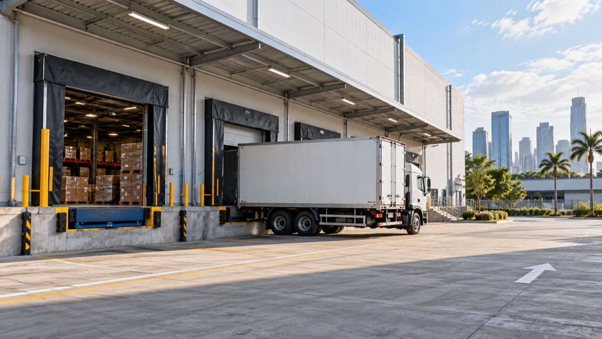 Gudang Jakarta dengan fasilitas loading dock untuk bongkar muat barang